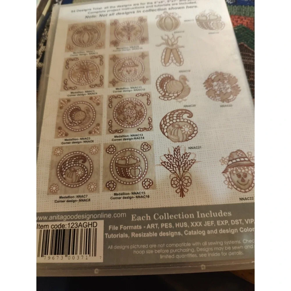 Anita Goodesign Autumn Cutwork Medallions Embroidery CD 84 Designs Fall Harvest‎